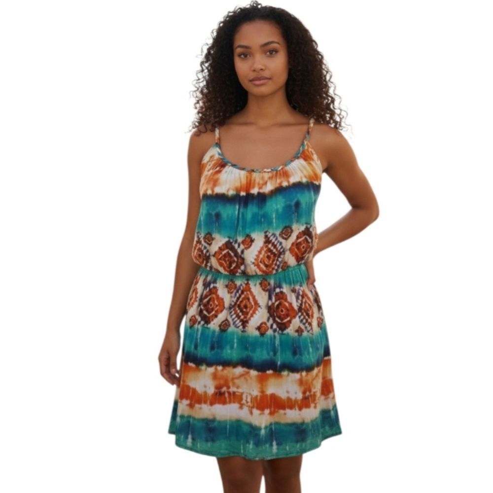 SOPRANO TURQUOISE & ORANGE DRESS SZ.M EUC